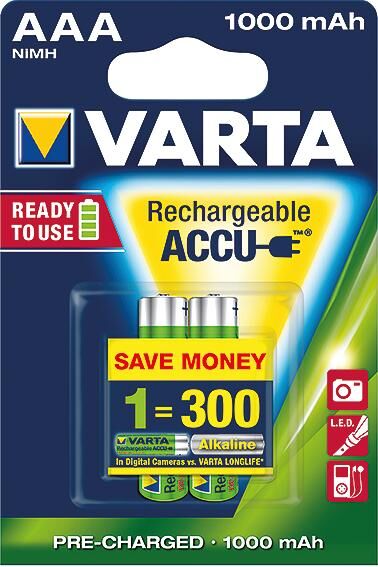 Varta rechargeable power accu micro accu 1000mah hr03 1.2v