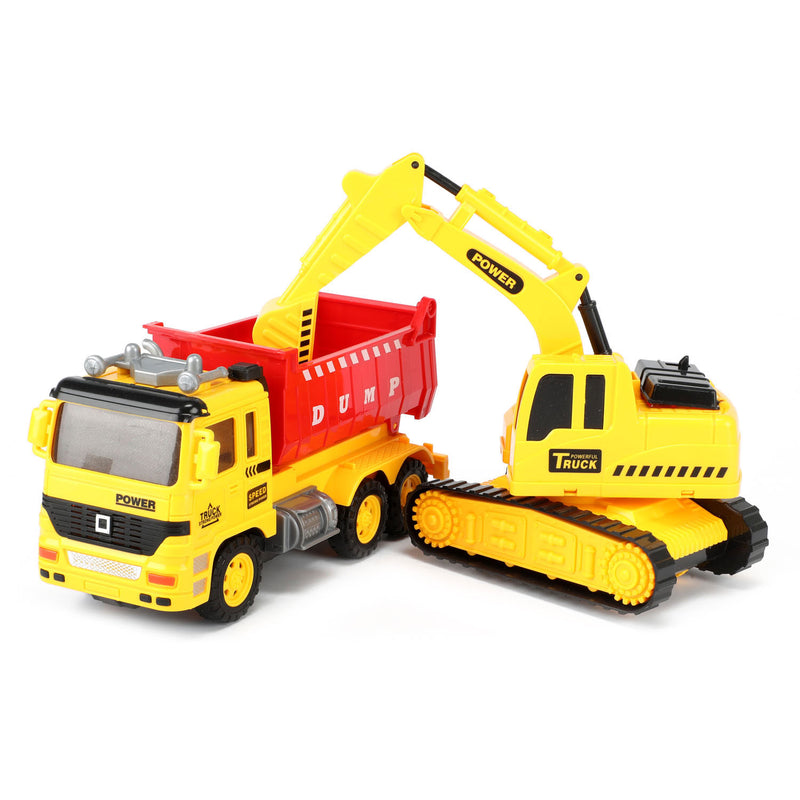 Afbeelding laden in galerijviewer, Cars trucks vehicool kiepwagen met graafmachine
