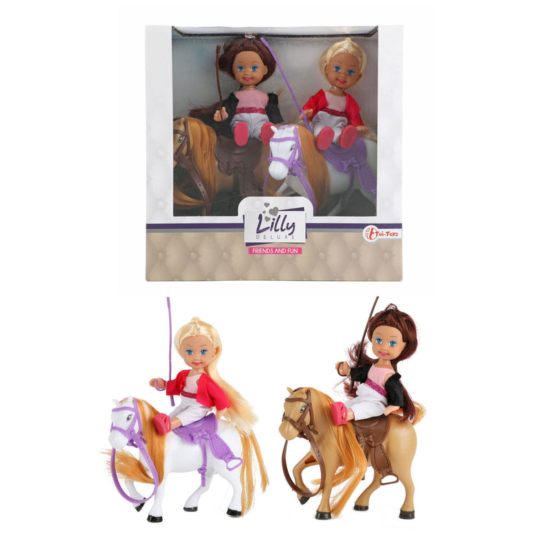 Load image into Gallery viewer, Lauren Lilly Tienerpoppen met Paarden, 12cm
