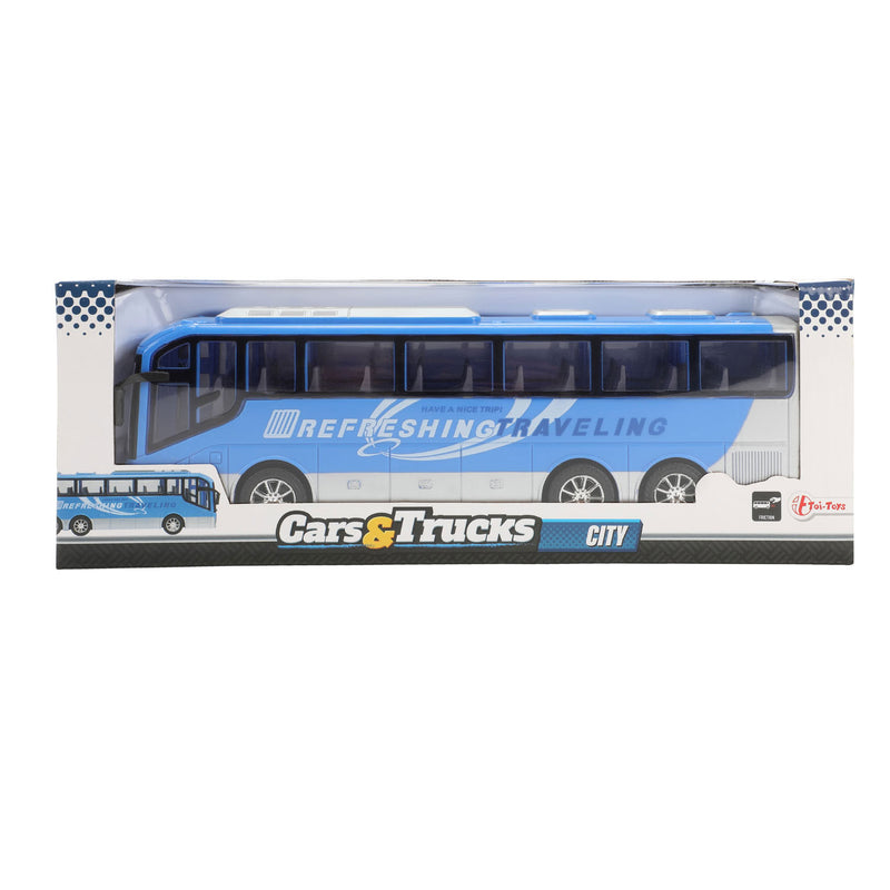 Afbeelding laden in galerijviewer, Cars trucks vehicool reisbus blauw frictie - 32cm
