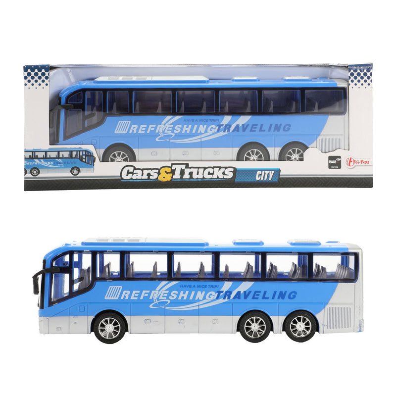 Load image into Gallery viewer, Toi-toys cars trucks reisbus blauw frictie, 32cm
