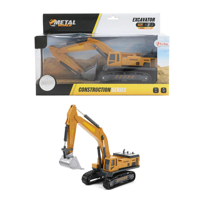 Afbeelding laden in galerijviewer, Toi-toys graafmachine metal junior 1:55 staal geel zwart
