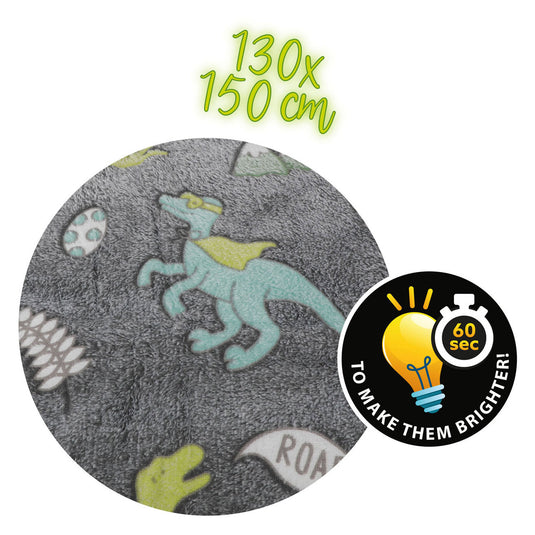 Toi-toys star toys glow in the dark dino deken 150x130 cm