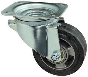 Mack by tente 1058942 - zwenkwiel, rubber zwart loopvl alu velg , plaat 125 mm | 4 stuks