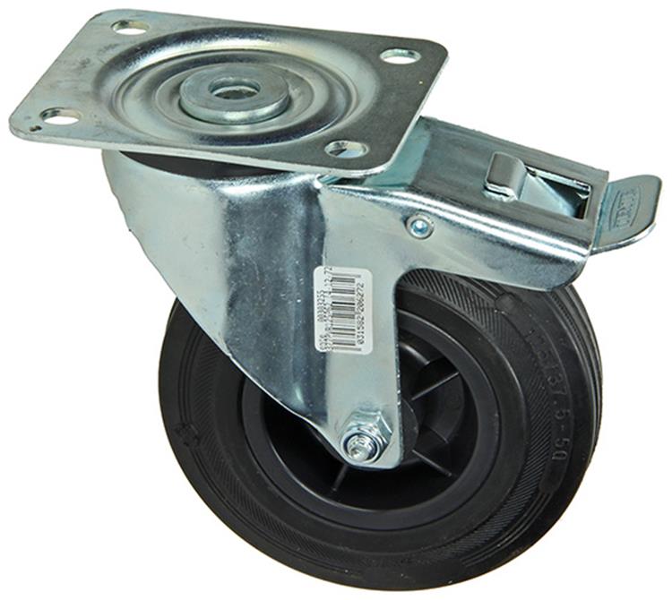 ギャラリービューアに画像をロードする, Mack by tente 1049126 - zw wiel bevestigingsplaat + rem rubber met nylon velg 125mm | 4 stuks
