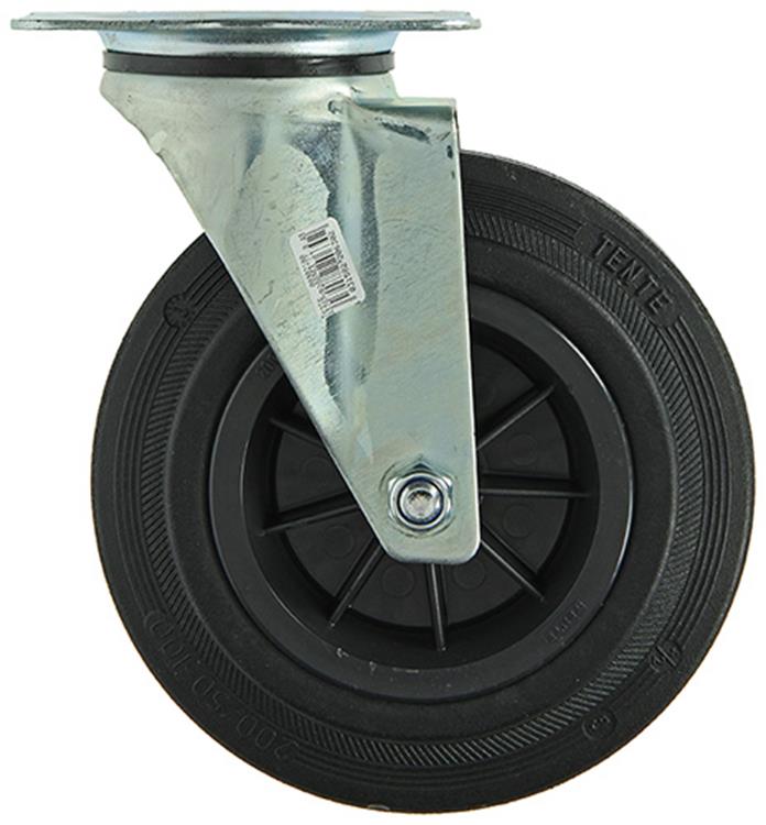 Laden Sie das Bild in Galerie -Viewer, Mack by tente 1049130 - zwenkwiel bevestigingsplaat rubber met nylon velg 200mm | 4 stuks
