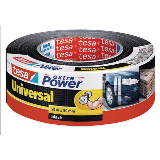 Tesa textieltape extra power universeel ducttape textielversterkt voor repareren – grijs 50m x 50mm