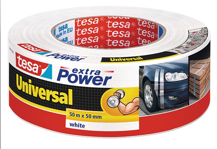 Afbeelding laden in galerijviewer, Tesa textieltape extra power universeel ducttape textielversterkt voor repareren – wit 50m x 50mm
