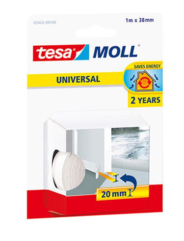 Tesa 1x zelfklevende tochtstrip dorpelstrip wit 1 mtr x 38 mm - klusbenodigdheden - huis isolatie - tochtstrips tochtstroken voor deuren