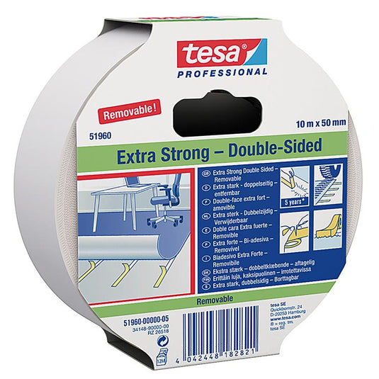 Tesa professional 1060248 - tapijttape verwijderbaar dubbelzijdig 25m-50mm | 2 stuks