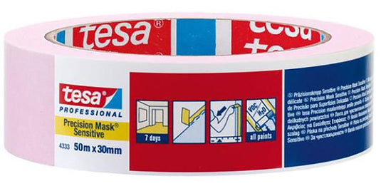 Tesa professional tesa precision sensitive - masking tape - 50m x 38mm - roze - washi papier - verwijderbaar