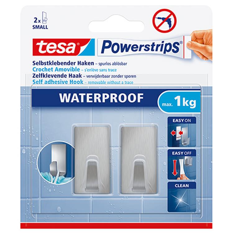 Afbeelding laden in galerijviewer, Tesa powerstrips waterproof haken s metaal rechthoekig 2stk

