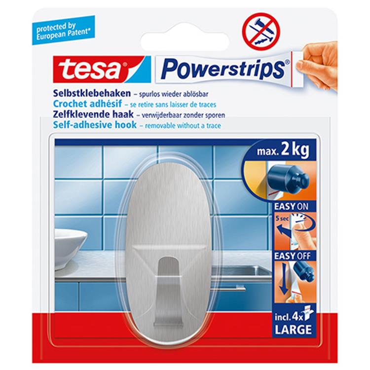Afbeelding laden in galerijviewer, Tesa 1059016 - powerstrips large metaal ovaal | 6 stuks

