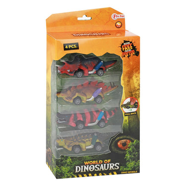 Toi-toys world of dinosaurs dino pullback auto, 4st.