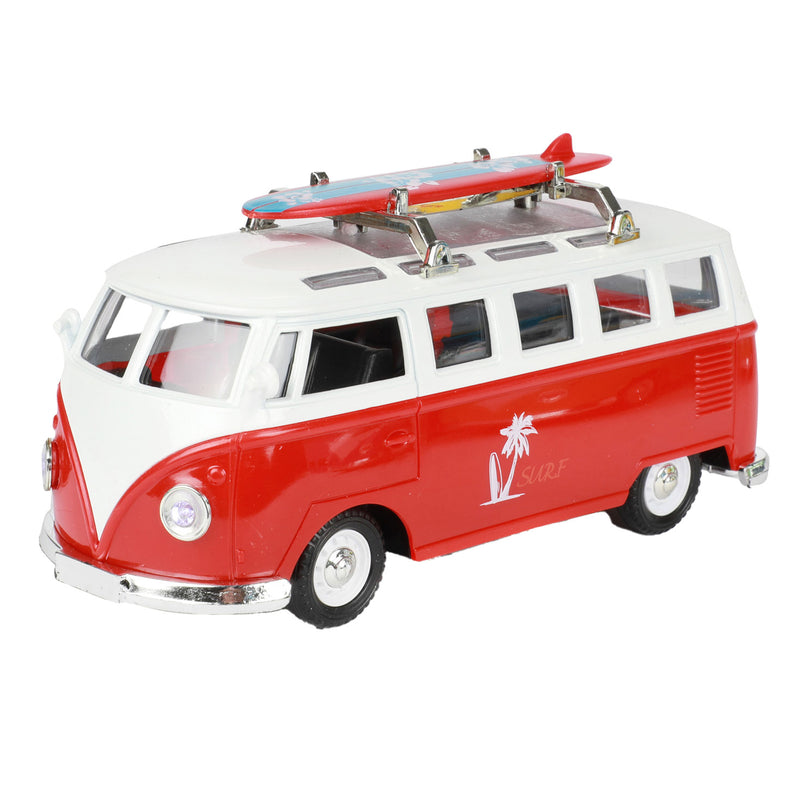 Load image into Gallery viewer, Toi-Toys Pull-back Retro Bus met Licht en Geluid
