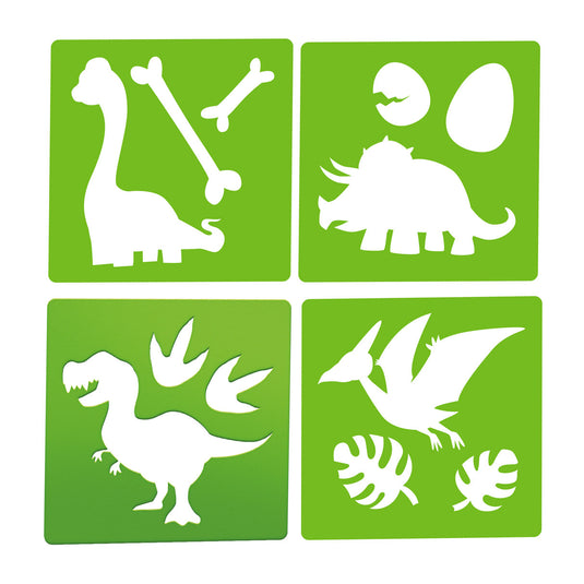 Toi-toys world of dinosaurs stoepkrijt dino met sjablonen, 10dlg.