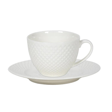 Kop en schotel set porselein diamond 220ml doos a 6