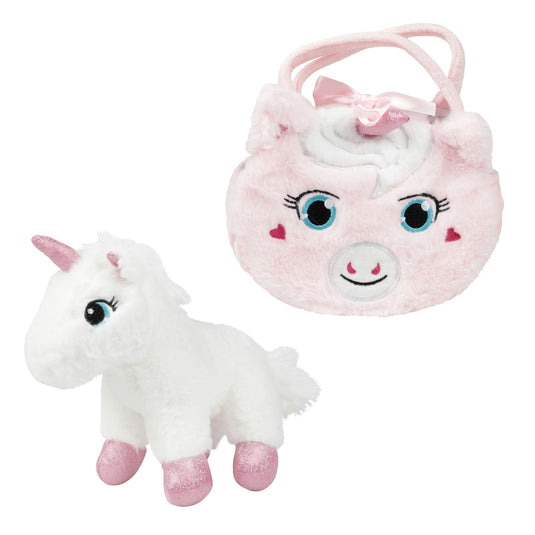 Toi toys bv knuffel eenhoorn in pluche eenhoorntasje (2 ass.) | eenhoorn | pluche | kindertas | knuffeltje | unicorn
