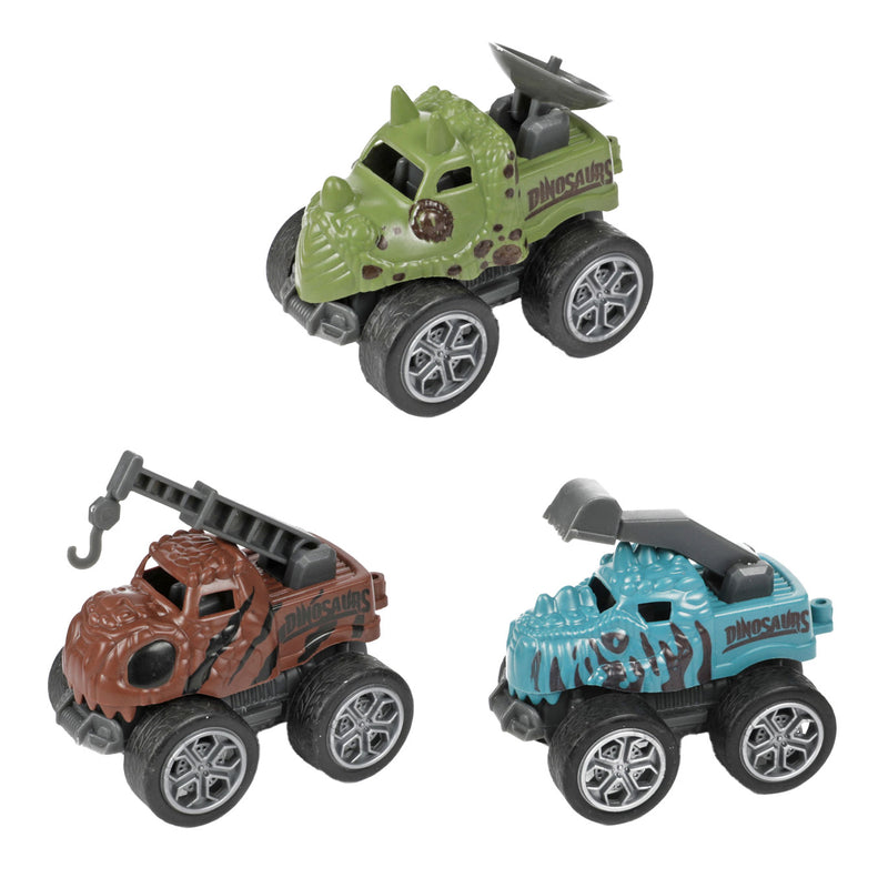 Afbeelding laden in galerijviewer, World of dinosaurs dinotruck met 3 pull-back auto's
