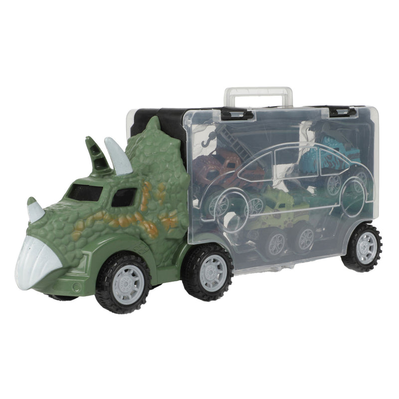 Afbeelding laden in galerijviewer, World of dinosaurs dinotruck met 3 pull-back auto's
