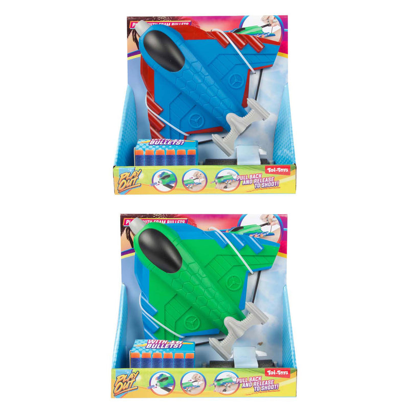 Load image into Gallery viewer, Toi-toys play out vliegtuig shooter met 16 foam pijlen
