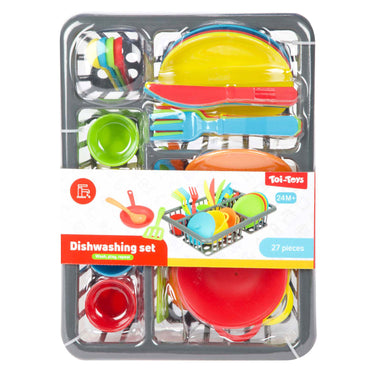 Toi-toys home food afwasrek met bestek en pannen, 27dlg.