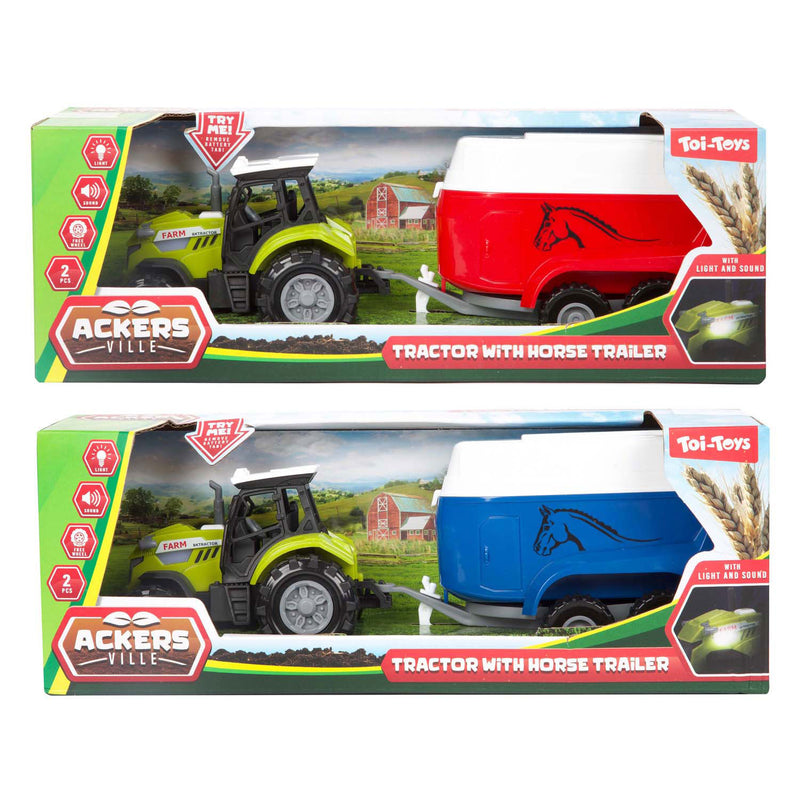 Load image into Gallery viewer, Toi-toys ackers ville tractor en trailer met licht en geluid, 10cm
