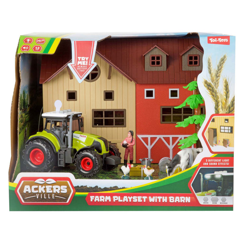 Load image into Gallery viewer, Toi-toys ackers ville boerderij met tractor licht en geluid speelset, 12dlg.

