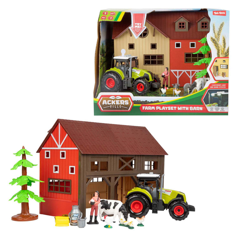 Load image into Gallery viewer, Toi-toys ackers ville boerderij met tractor licht en geluid speelset, 12dlg.
