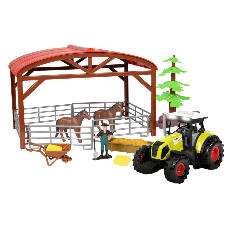 Load image into Gallery viewer, Toi-toys ackers ville paardenstal met tractor licht en geluid speelset, 14dlg.
