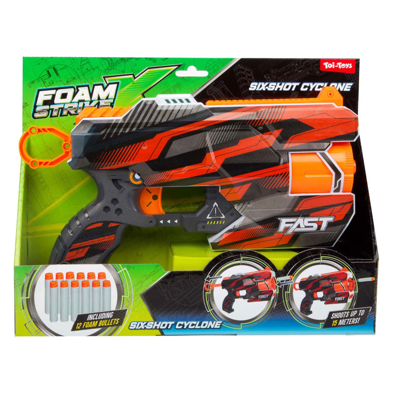 Afbeelding laden in galerijviewer, Toi-toys foam strikex afschietpistool six-shot cyclone met 12 foampijlen
