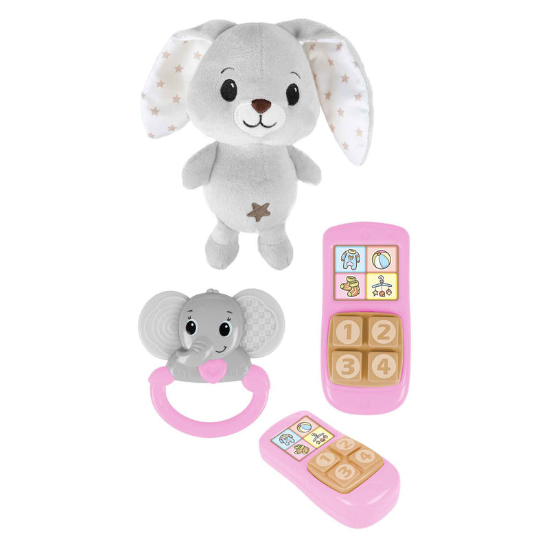 Load image into Gallery viewer, Toi-toys little stars baby knuffel pluche konijn met ramelaar en telefoon, 3dlg.
