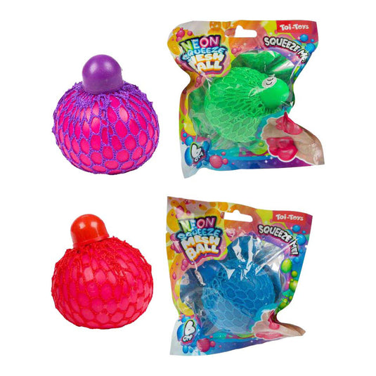 Toi-toys fun knijpbal neon mesh, 6 cm