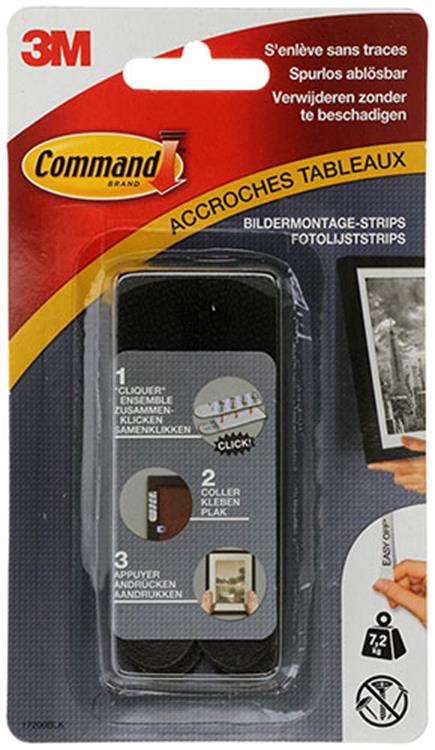 Laden Sie das Bild in Galerie -Viewer, 3m command fotolijststrip, large, draagvermogen 7,2 kg, zwart, blister van 8 stuks
