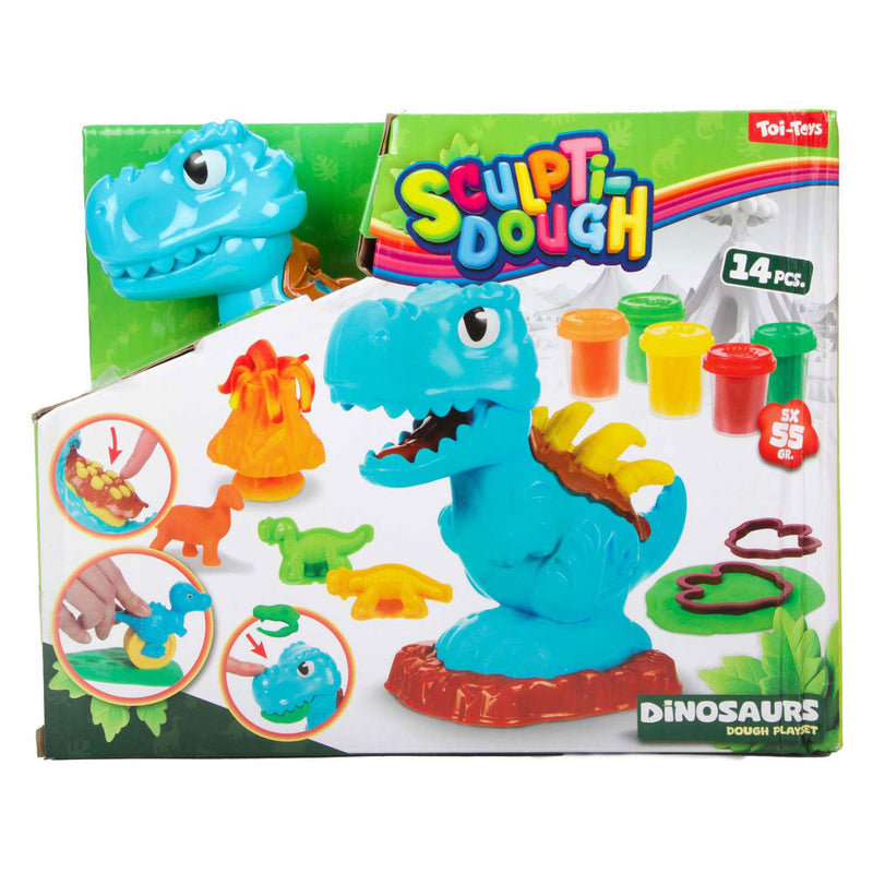 Afbeelding laden in galerijviewer, Toi-toys sculptidough kleiset dino - 5 kleipotjes
