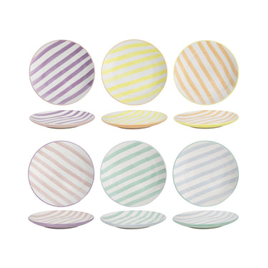 Ontbijtbord 2-tone pastel stripes doos a 6 stuks ã˜19cm