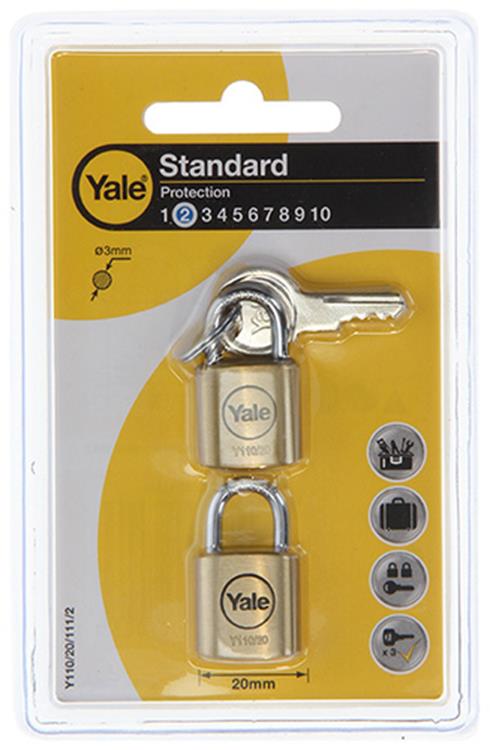 Afbeelding laden in galerijviewer, Yale 1059363 - hangslot 20 mm 2 gelijksl | 6 stuks
