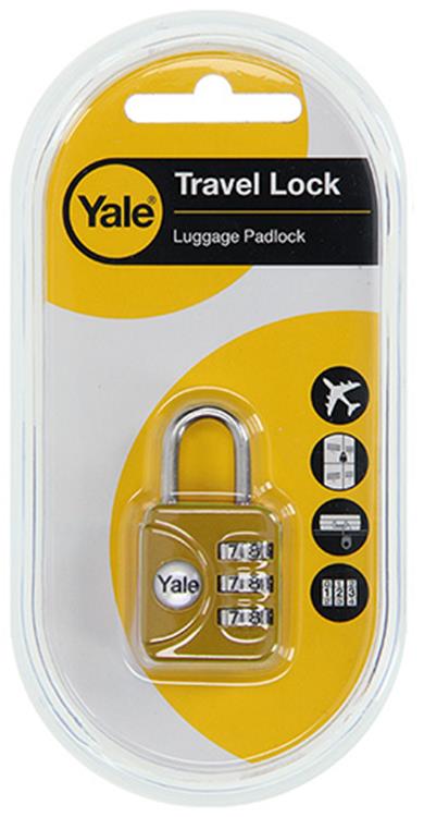 Yale 1018568 - bagage-cijferhangslot geel yp1 28 121 1y 28mm | 6 stuks