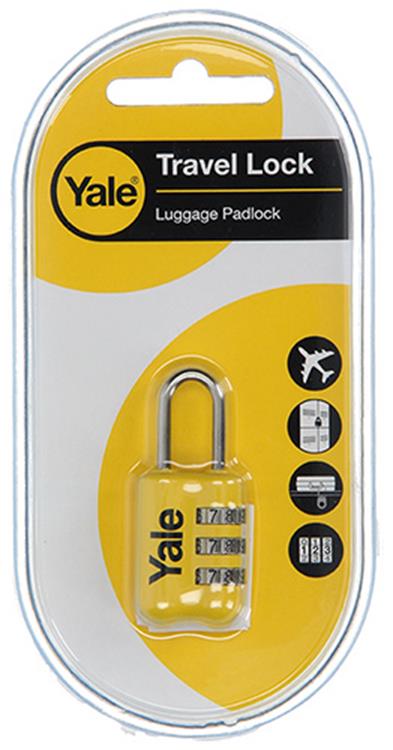 Yale 1018571 - bagage-cijferhangslot geel yp2 23 128 1y 23mm | 6 stuks