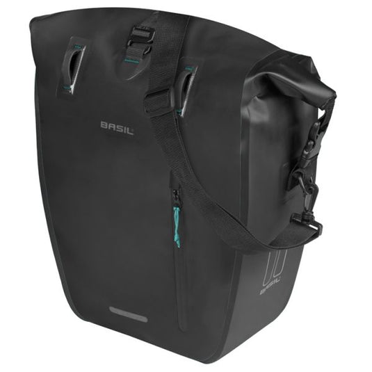 Basil enkele fietstas rivo l tarpaulin mik 25-31l 14 x 28 x 43 cm - zwart