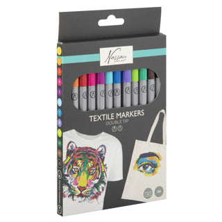 No brand stiften textiel markers 2-zijdig 12 stuks | 3 stuks