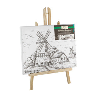 Canvas met print 30 x22,5 cm inclusief schildersezel | 4 stuks