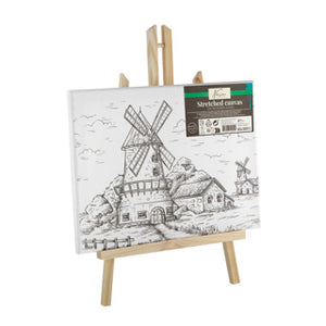 Canvas met print 30 x22,5 cm inclusief schildersezel | 4 stuks