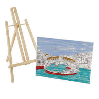 Canvas met print 30 x22,5 cm inclusief schildersezel | 4 stuks