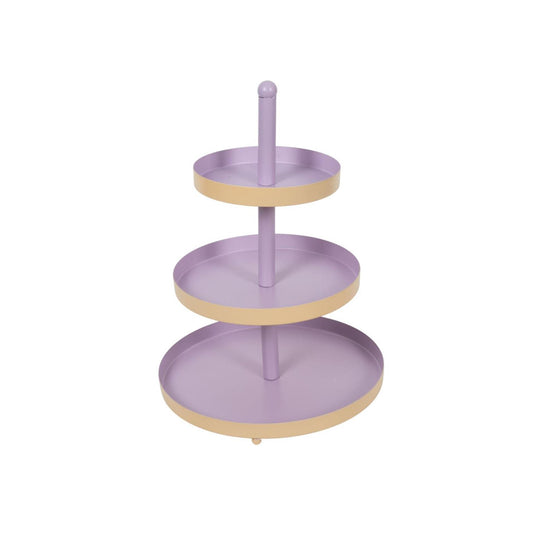 Etagere metaal, 3 laags, ø25*h35cm, coral lilac | 2 stuks