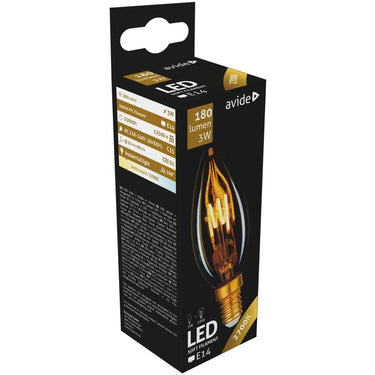 Avide led soft filament kaarslamp 3w, e14 fitting 2700kelvin 180 lumen