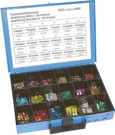 Dresselhaus assortiment zekeringen bananenstekker 8602 sort.blade fuses. blender, mini-standard