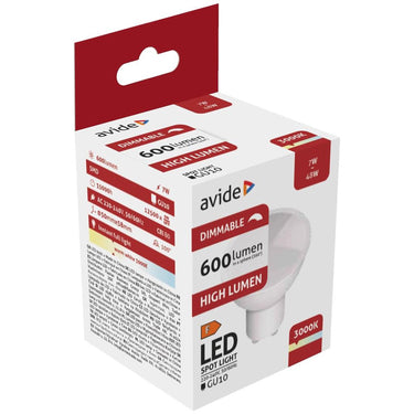Avide led spotlamp dimbaar 7w gu10 fitting 3000 kelvin warmwit max. 600 lumen