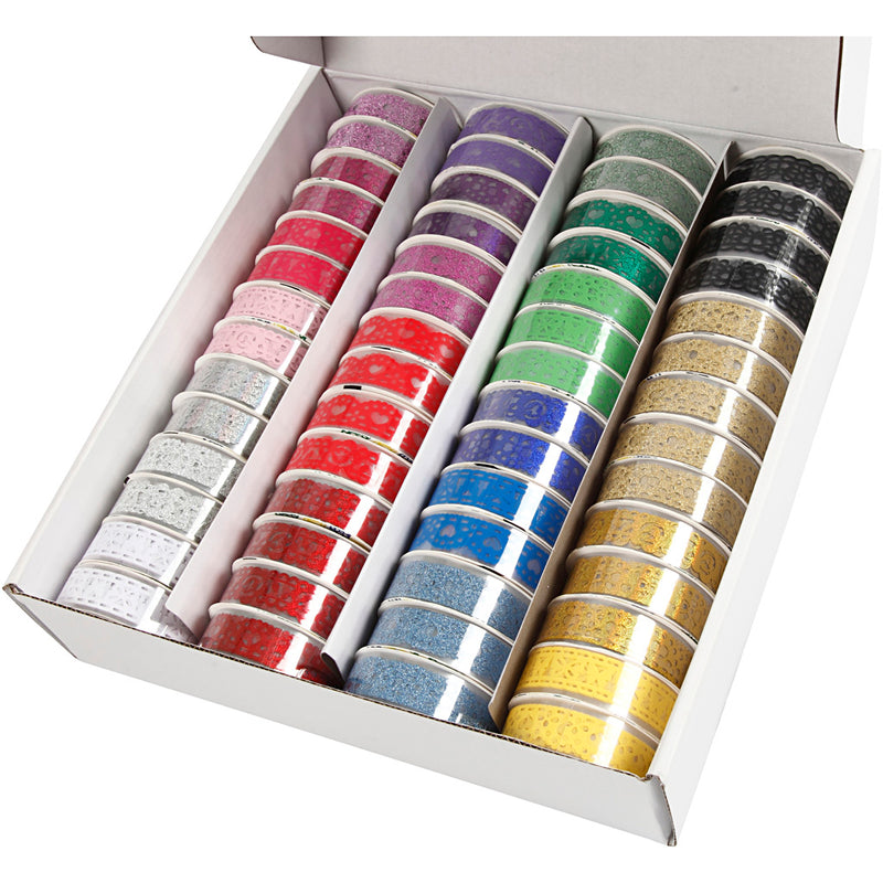 Load image into Gallery viewer, Https: www.cchobby.nl lace-tape-set-b-15-mm-diverse-kleuren-56x3-m-1-doos
