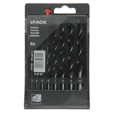 Mack 1011630 - machinehoutboor + centreerpunt set 8-delig 3-10mm | 5 stuks
